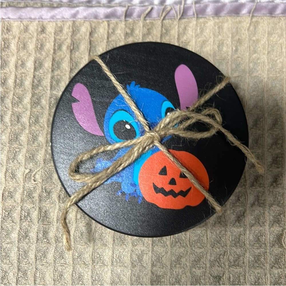 NWT Disney Lilo & Stitch Halloween Coasters Set of 4 Pumpkin Stitch